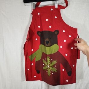 Crate&Barrel Festive Red Apron with Green Accents